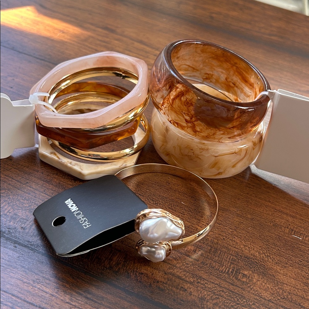 Bundle of Fashion Nova Multi-Tone Bangle Sets